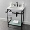 Kingston Brass VPB24187W80 24-Inch Ceramic Console Sink (8-Inch, 3-Hole), White/Matte Black VPB24187W80 - alternate 4